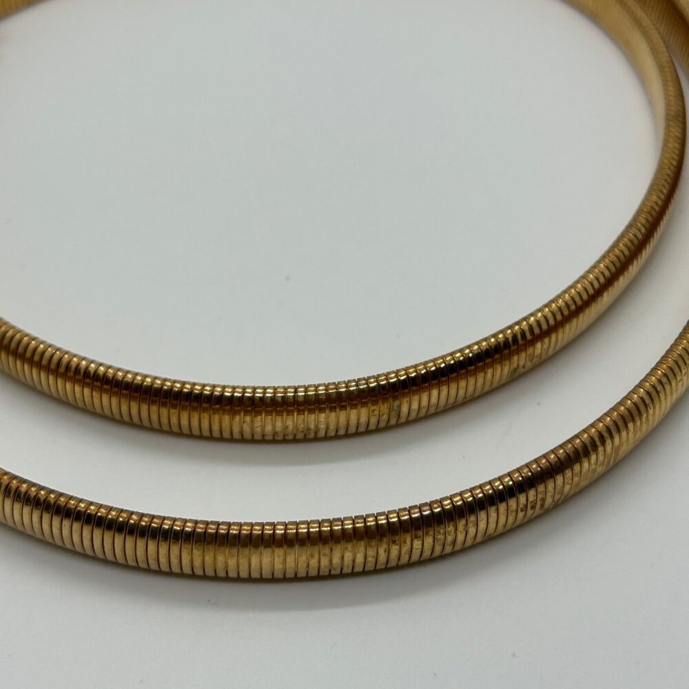 Vintage Snake Chain Stretch Belt Gold-tone Hammered Oval Buckle 80s Boho - Picture 12 of 15